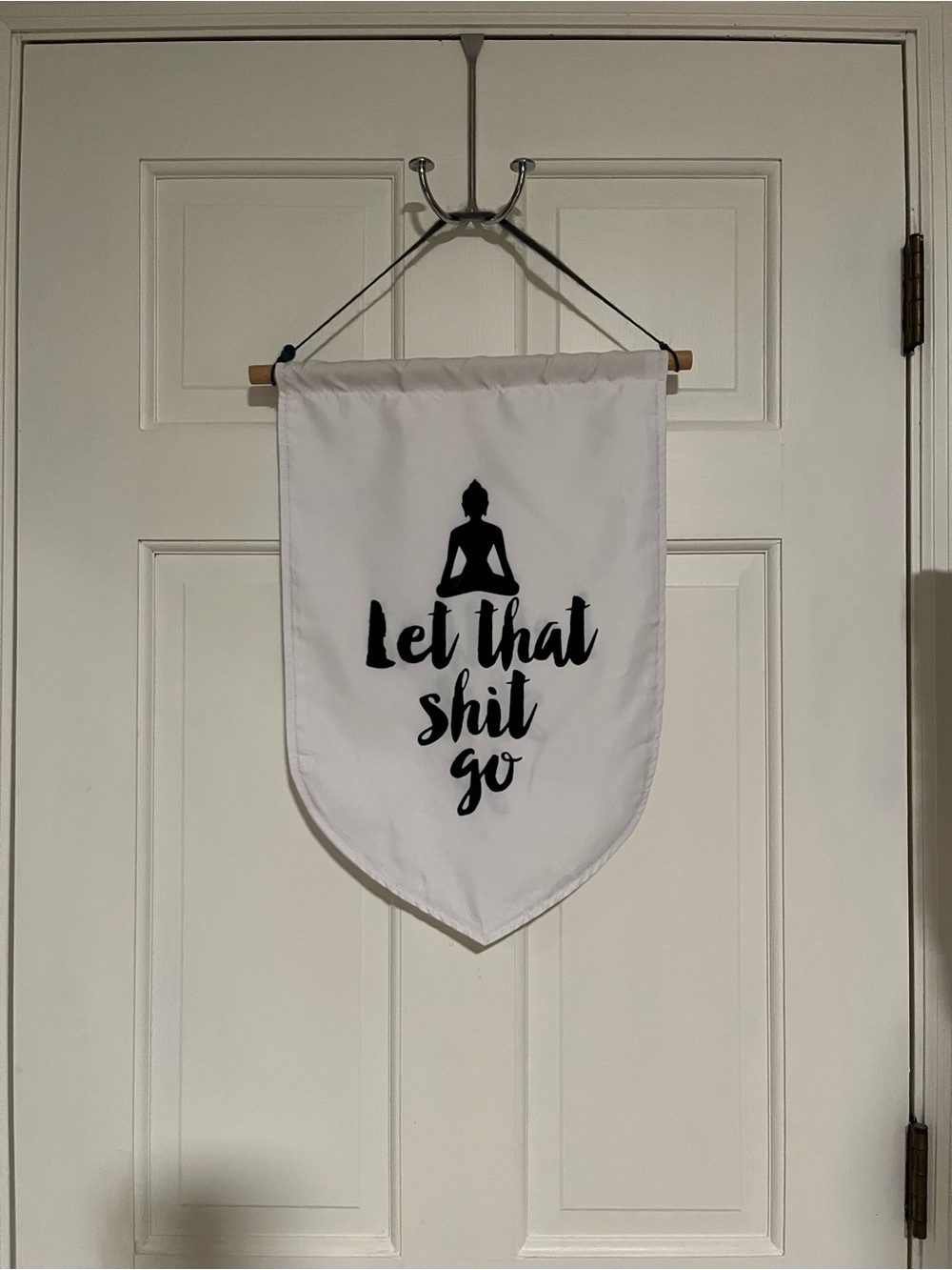 Let That Shit Go White & Black Meditation Wall Banner